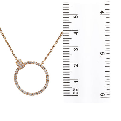 18K Rose Gold Women's Necklace With 0.48 CT Diamonds