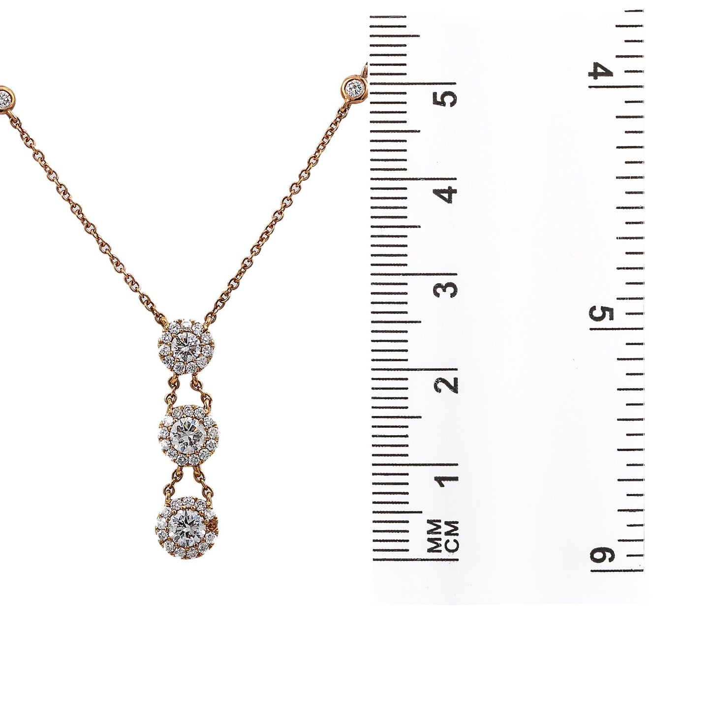 18K Rose Gold Women's Necklace With 1.10 CT Diamonds