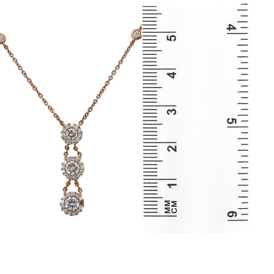 18K Rose Gold Women's Necklace With 1.10 CT Diamonds