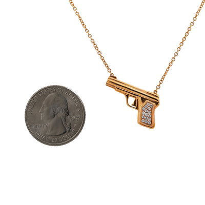 18K Rose Gold Gun Women's Necklace With 0.25 CT Diamonds