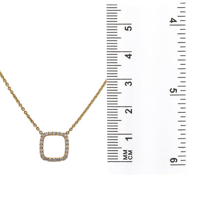 18K Yellow Gold Square-Shaped Floating Women's Necklace With 0.19 CT Diamonds