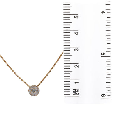 18K Rose Gold Disc Women's Necklace With 0.25 CT Diamonds