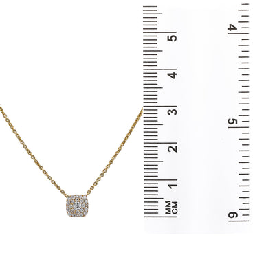 18K Yellow Gold Small Square Women's Necklace With 0.27 CT Diamonds