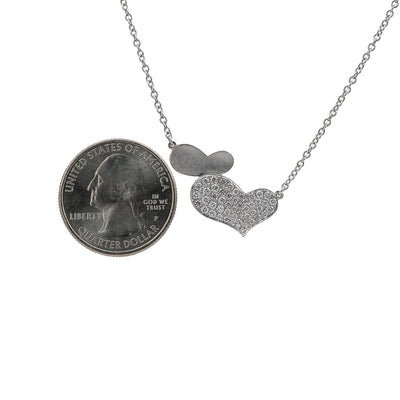 18K White Gold Hearts Women's Necklace With 0.54 CT Diamonds