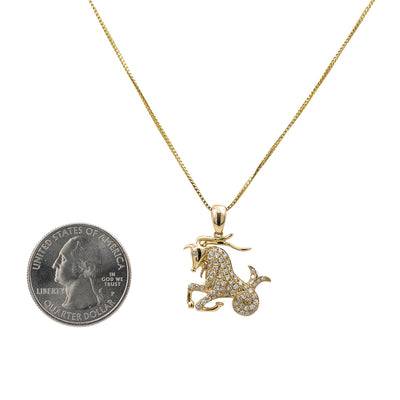 Unisex 14K Yellow Gold Zodiac Sign ARIES Pendant With 0.48 CT Diamonds