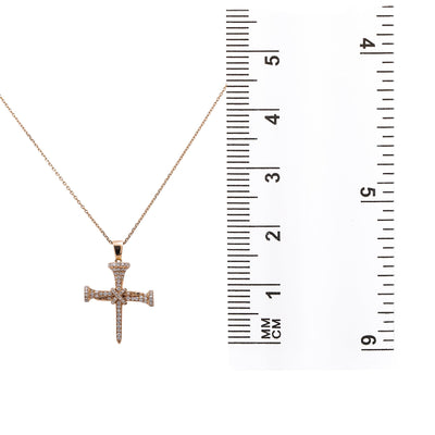 Men's 14K Rose Gold Cross of Nails Pendant with 0.16 CT Diamond