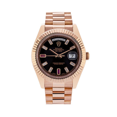 Rolex Day-Date II 218235 41MM Black Dial President Rose Gold