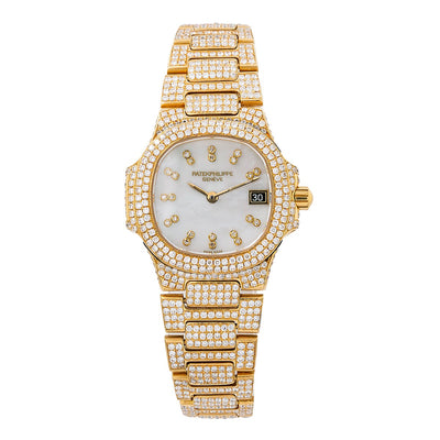 Patek Philippe 27MM White Diamond Dial With 11.75 CT Diamonds