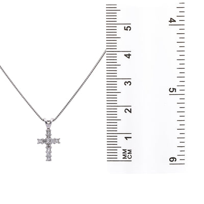 14K White Gold Cross Pendant with 0.55 CT Diamonds