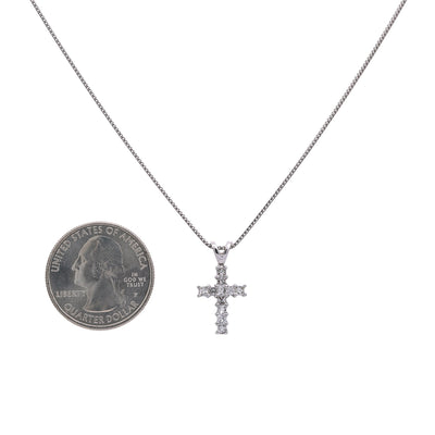 14K White Gold Cross Pendant with 0.55 CT Diamonds