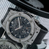 Hublot Classic Fusion Ultra-Thin 545.NX.0170.LR 45MM Black Dial With 9 Carat Diamonds Leather Bracelet