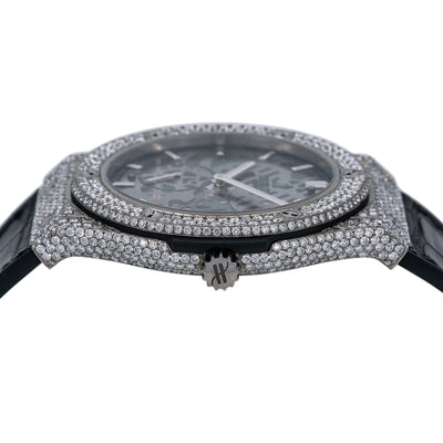 Hublot Classic Fusion Ultra-Thin 545.NX.0170.LR 45MM Black Dial With 9 Carat Diamonds Leather Bracelet