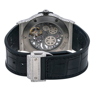 Hublot Classic Fusion Ultra-Thin 545.NX.0170.LR 45MM Black Dial With 9 Carat Diamonds Leather Bracelet