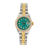 Rolex Lady-Datejust Diamond Watch, 69173 26mm, Green Diamond Dial With 0.90 CT Diamonds Two Tone Bracelet