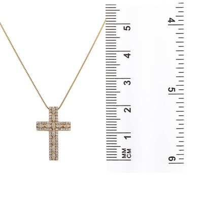 Unisex 14K Yellow Gold Cross Pendant with 0.90 CT Diamonds