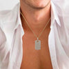 Men's 14K Yellow Gold Dog Tag Pendant with 3.12 CT Diamonds