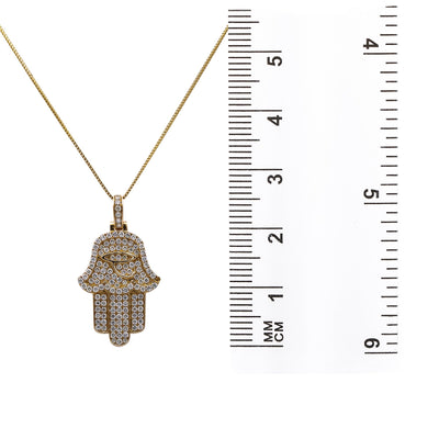 14k Yellow Gold Hamsa Pendant with 2.05 Ct Diamonds