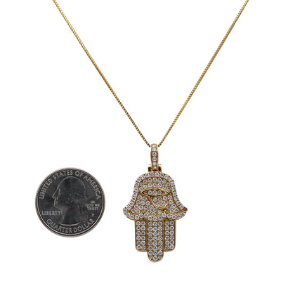 14k Yellow Gold Hamsa Pendant with 2.05 Ct Diamonds