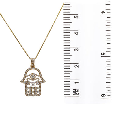 14K Yellow Gold Hamsa Pendant with 1.34 CT Diamonds