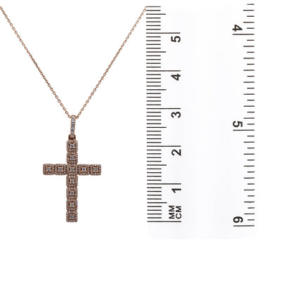 Unisex 14K Rose Gold Cross Pendant with 0.62 CT Diamonds