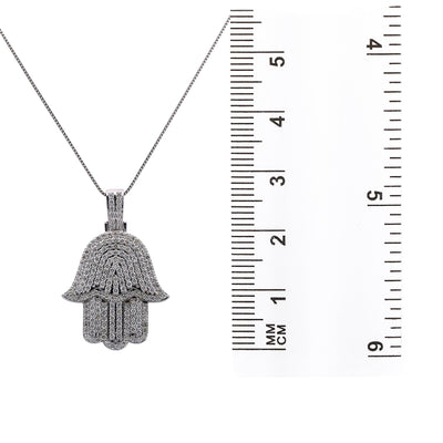 Men's 14K White Gold Hamsa Pendant with 2.95 CT Diamonds