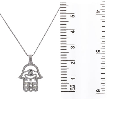 Men's 14K White Gold Hamsa Pendant with 2.02 CT Diamonds