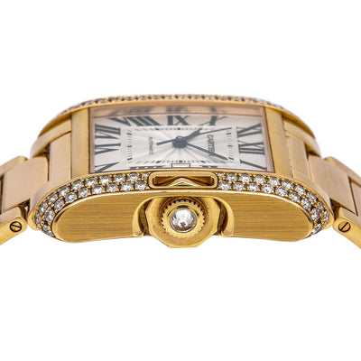 Cartier Tank Anglaise WT100003 30MM Flinque Silver Dial With 1.74 CT Diamonds