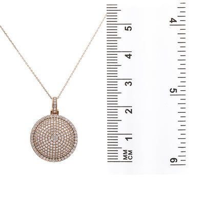 14K Rose Gold Circle Pendant with 3.71 CT Diamonds