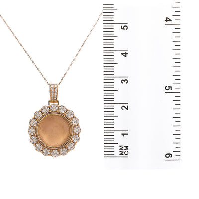 Unisex 14K Yellow Gold Blank Bezel Pendant with 1.52 CT Diamonds