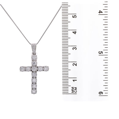 Unisex 14K White Gold Cross Pendant with 2.20 CT Diamonds