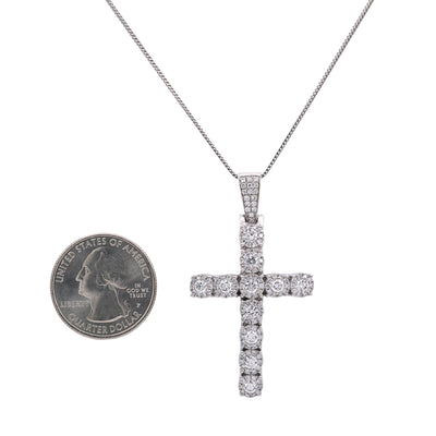 Unisex 14K White Gold Cross Pendant with 2.20 CT Diamonds