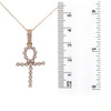 Unisex 14K Rose Gold Ankh Pendant with 1.10 CT Diamonds