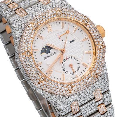 Audemars Piguet Royal Oak 25168SR 39MM  White Moon Phase Dial With 22.75 CT Diamonds