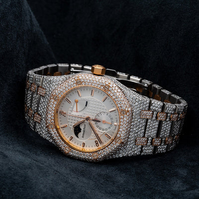 Audemars Piguet Royal Oak 25168SR 39MM  White Moon Phase Dial With 22.75 CT Diamonds