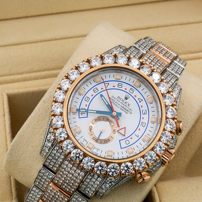 Rolex Yacht-Master II Diamond Watch, 116681 44mm, White Dial With 17.50 CT Diamonds