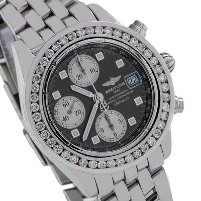 Breitling Chronomat Evolution A13356 45MM Black Dial With 2 CT Diamonds