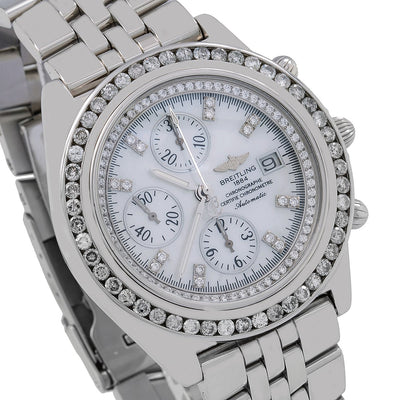 Breitling Crosswind Racing A13055 White Diamond Dial With 3.00 CT Diamonds