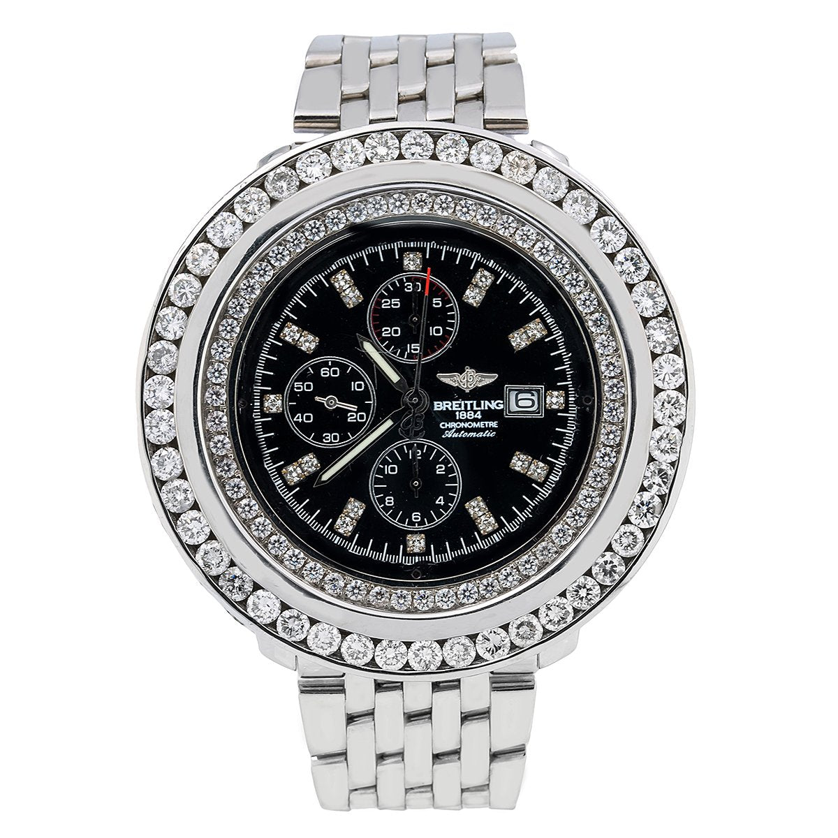 Breitling Navitimer World A24322 46MM Black Diamond Dial With 10.80 CT Diamonds