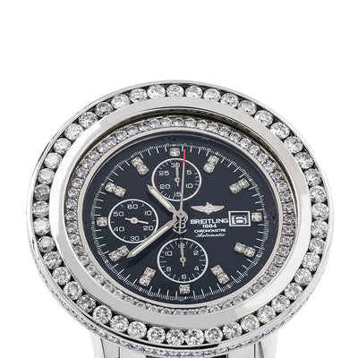 Breitling Navitimer World A24322 46MM Black Diamond Dial With 10.80 CT Diamonds