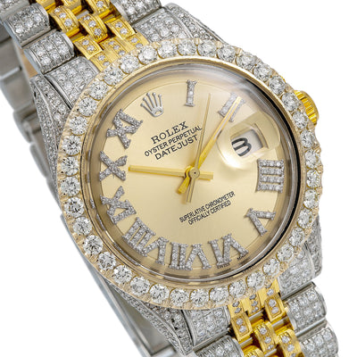 Rolex Datejust Diamond Watch, 1601 36mm, Champagne Diamond Dial With 8.25 CT Diamonds