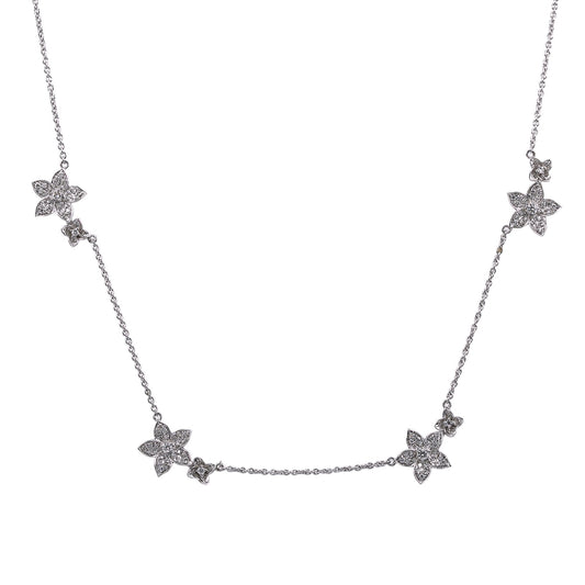 18K White Gold Women's Necklace, 18" chain and diamonds