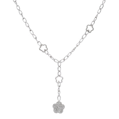 18K White Gold Women's Necklace, 18" chain and diamonds