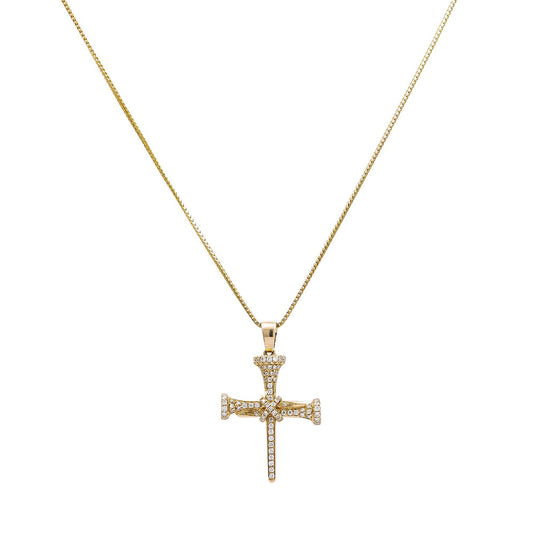 Unisex 14k Yellow Gold Cross with 0.35 Ct Diamonds