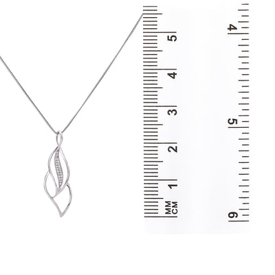 14K White Gold Floating Leaves Figure Women's Pendant with 0.20CT Diamonds