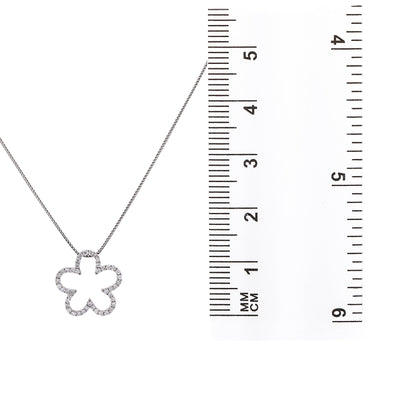 18K White Gold Floating Flower Women's Pendant with 0.64CT Diamonds