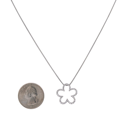 18K White Gold Floating Flower Women's Pendant with 0.64CT Diamonds