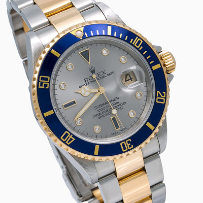 Rolex Submariner Date 16613 40MM Silver Dial With Two Tone Bracelet