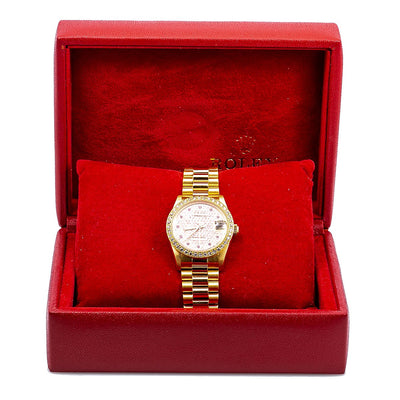 Rolex Datejust Diamond Watch, President 68278 31mm, Champagne Diamond Dial With Yellow Gold Bracelet