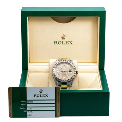 Rolex Datejust Diamond Watch, 116333 36mm, Champagne Diamond Dial With Two Tone Bracelet