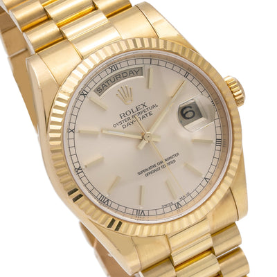 Rolex Day-Date 118238 36MM Champagne Dial With Yellow Gold President Bracelet